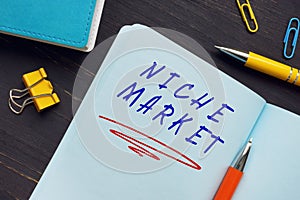 NICHE MARKET sign on the piece of paper. AÂ niche marketÂ is the subset of the market on which a specific product is focused